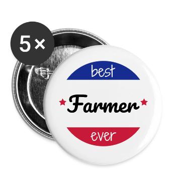Agriculture Farming Farmer Agriculteur Landwirt - Buttons large 2.2''/56 mm (5-pack) - white - Front