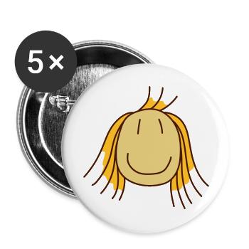 clipart Maedchen mit blonden Haaren - Buttons groß 56 mm (5er Pack) - Weiß - Vorne