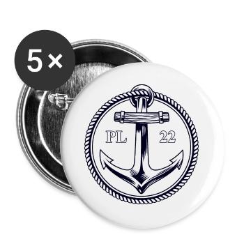 PL22 Marineanker - Buttons groß 56 mm (5er Pack) - Weiß - Vorne
