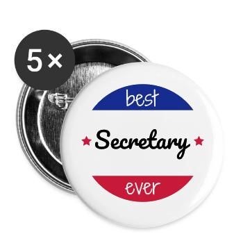 secrétaire / secrétariat / assistante / manager - Lot de 5 grands badges (56 mm) - blanc - Devant
