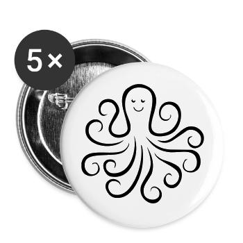 krake_01 - Buttons groß 56 mm (5er Pack) - Weiß - Vorne