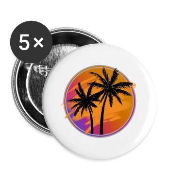 Palmiers rétro - Lot de 5 grands badges (56 mm) - blanc - Devant