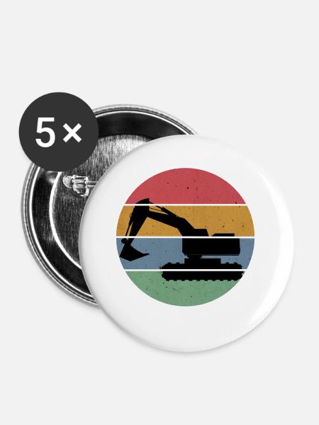Bagger - Buttons groß 56 mm (5er Pack) - Weiß