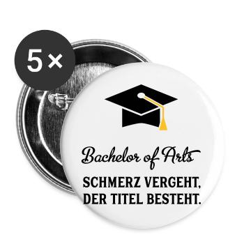 bachelorofarts - Buttons groß 56 mm (5er Pack) - Weiß - Vorne