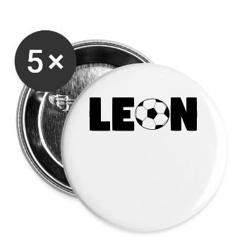 Leon name boy gift - Buttons large 2.2''/56 mm (5-pack) - white - Front