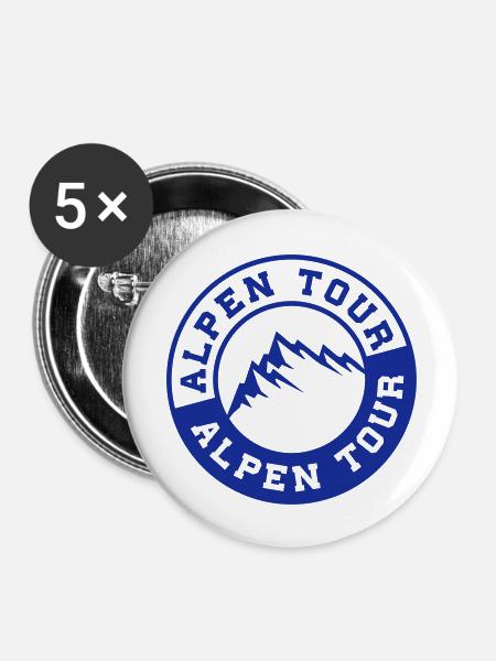 alpen tour - Buttons groß 56 mm (5er Pack) - Weiß