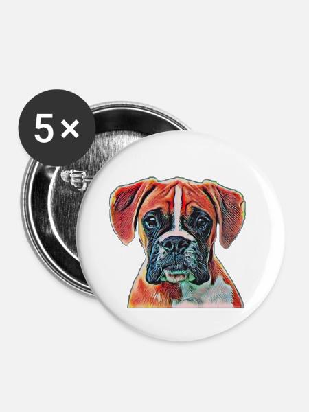 Boxer - Buttons groß 56 mm (5er Pack) - Weiß