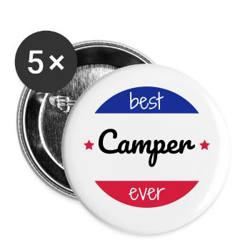Campingplatz / Camper / Camping / Camp - Buttons groß 56 mm (5er Pack) - Weiß - Vorne