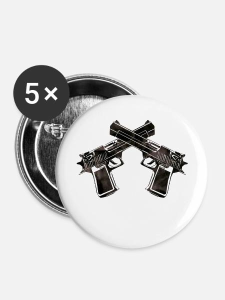 guns design - Buttons groß 56 mm (5er Pack) - Weiß