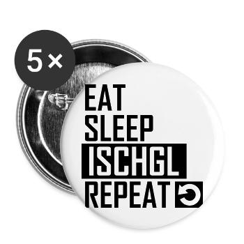 eat sleep ischgl repeat - Buttons groß 56 mm (5er Pack) - Weiß - Vorne