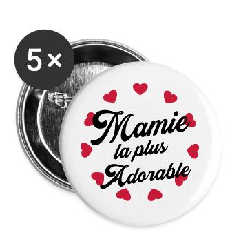 Großmütter / Oma / Mami / Großmutter / Mamy - Buttons groß 56 mm (5er Pack) - Weiß - Vorne