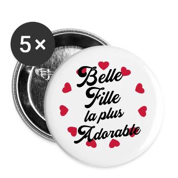 Belle Fille - Mariage - Mariée - Famille - Noël - Buttons large 2.2''/56 mm (5-pack) - white - Front