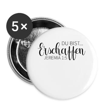 du bist erschaffen christliche Kleidung - Buttons groß 56 mm (5er Pack) - Weiß - Vorne
