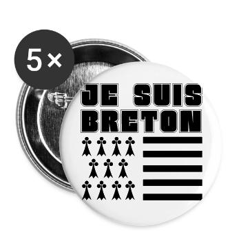 Je suis Breizh - Lot de 5 grands badges (56 mm) - blanc - Devant
