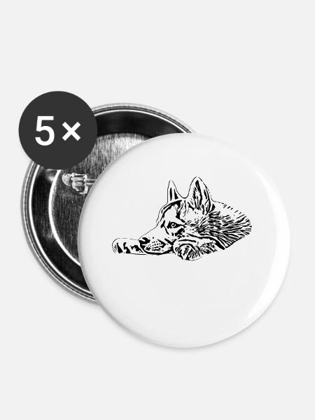 Husky - Buttons groß 56 mm (5er Pack) - Weiß
