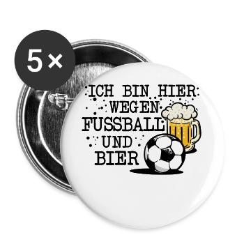 Fussball Bier Trinken Fussballfan Fan Sprüche Fun - Buttons groß 56 mm (5er Pack) - Weiß - Vorne