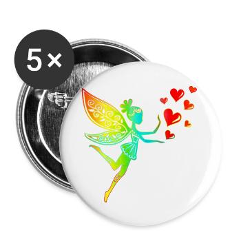 Fee Elfe Herzen Valentinstag Geschenkidee Liebe - Buttons groß 56 mm (5er Pack) - Weiß - Vorne