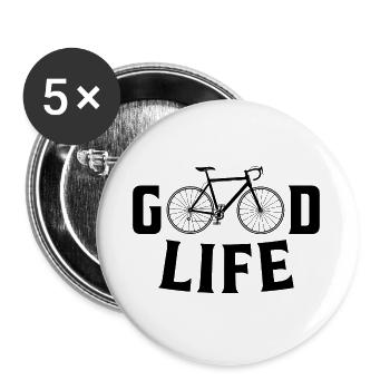 Good Life Bike Bike Gift - Buttons large 2.2''/56 mm (5-pack) - white - Front