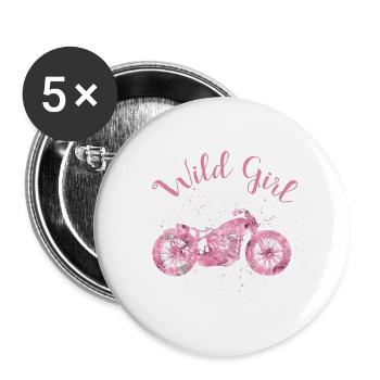 Wild Girl - Buttons groß 56 mm (5er Pack) - Weiß - Vorne