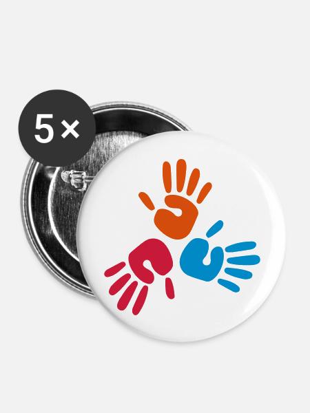 hands print - Buttons groß 56 mm (5er Pack) - Weiß