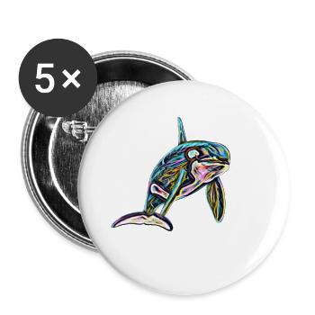 Orca - Lot de 5 grands badges (56 mm) - blanc - Devant