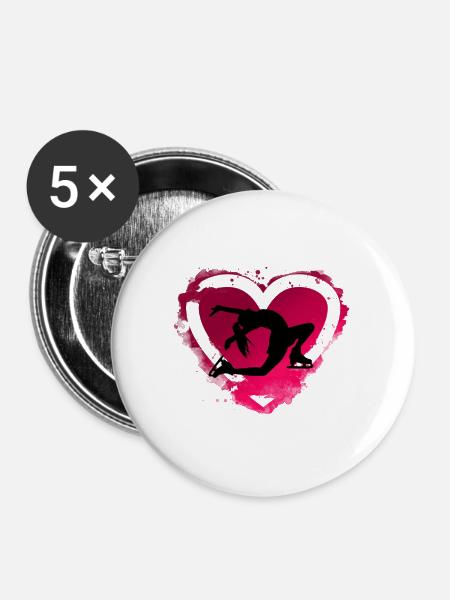 Eiskunstlauf - Buttons groß 56 mm (5er Pack) - Weiß
