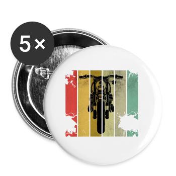 Motorrad Biker Retro - Buttons groß 56 mm (5er Pack) - Weiß - Vorne