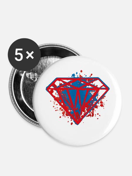 diamond design splat - Buttons groß 56 mm (5er Pack) - Weiß