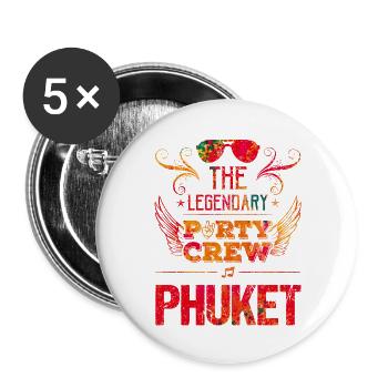 phuket party crew - Buttons groß 56 mm (5er Pack) - Weiß - Vorne