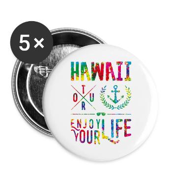 hawaii enjoy colors - Buttons groß 56 mm (5er Pack) - Weiß - Vorne