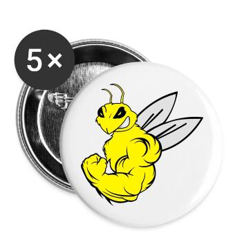 strong_bee_02 - Buttons groß 56 mm (5er Pack) - Weiß - Vorne