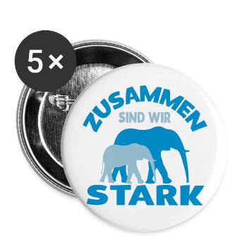 Zusammen sind wir stark - Buttons groß 56 mm (5er Pack) - Weiß - Vorne
