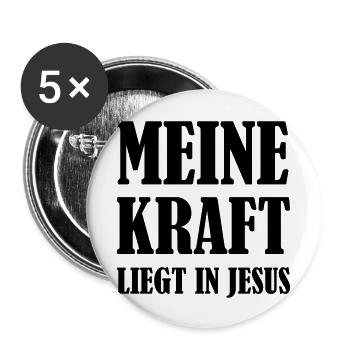 kraft_in_jesus_01 - Buttons groß 56 mm (5er Pack) - Weiß - Vorne