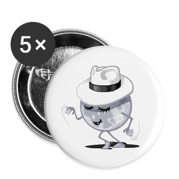 Lune qui danse - Lot de 5 grands badges (56 mm) - blanc - Devant