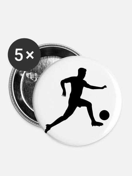 fussballer silhouette - Buttons groß 56 mm (5er Pack) - Weiß