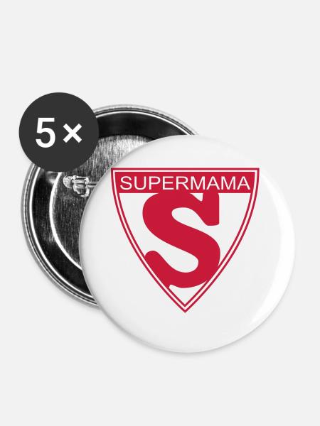 Supermama - Buttons groß 56 mm (5er Pack) - Weiß