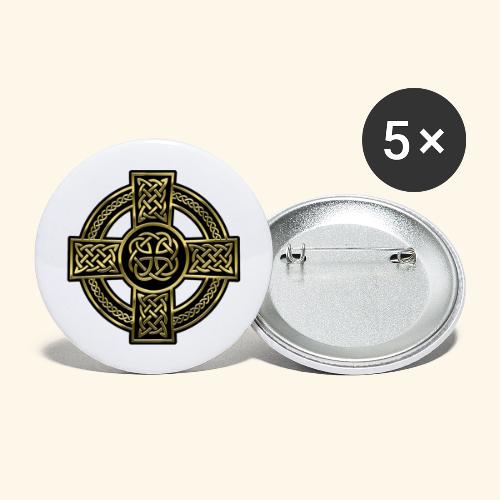 Irland Design Keltenkreuz - Buttons groß 56 mm (5er Pack)