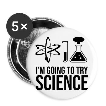 Wissenschaft - Buttons groß 56 mm (5er Pack) - Weiß - Vorne