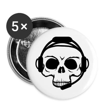 skull headset headphones skull skeleton dead death - Buttons large 2.2''/56 mm (5-pack) - white - Front