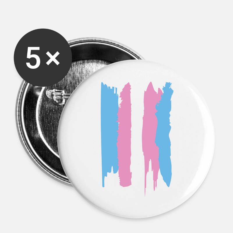 Trans Pride - Buttons large 2.2''/56 mm (5-pack) - white
