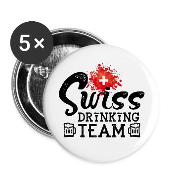 swiss drinking team - Buttons groß 56 mm (5er Pack) - Weiß - Vorne
