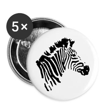 zebra animal - Buttons groß 56 mm (5er Pack) - Weiß - Vorne