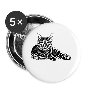 Chat - Lot de 5 grands badges (56 mm) - blanc - Devant