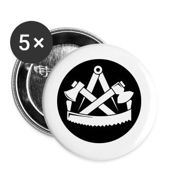 Zunftzeichen Zimmerer - Buttons groß 56 mm (5er Pack) - Weiß - Vorne