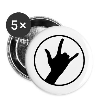 hand rock symbol - Buttons groß 56 mm (5er Pack) - Weiß - Vorne