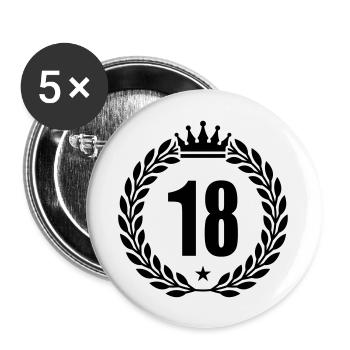 18 kranz krone - Buttons groß 56 mm (5er Pack) - Weiß - Vorne