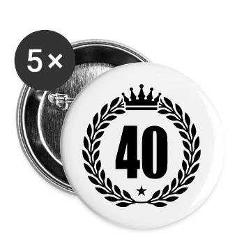 40 kranz krone - Buttons groß 56 mm (5er Pack) - Weiß - Vorne