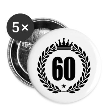 60 kranz krone - Buttons groß 56 mm (5er Pack) - Weiß - Vorne