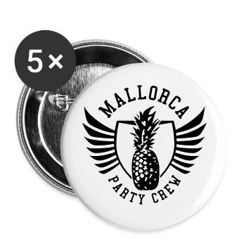 mallorca party crew ananas - Buttons groß 56 mm (5er Pack) - Weiß - Vorne