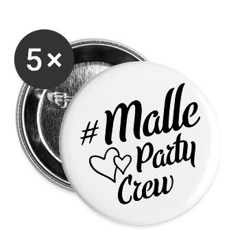 malle party crew herz - Buttons groß 56 mm (5er Pack) - Weiß - Vorne